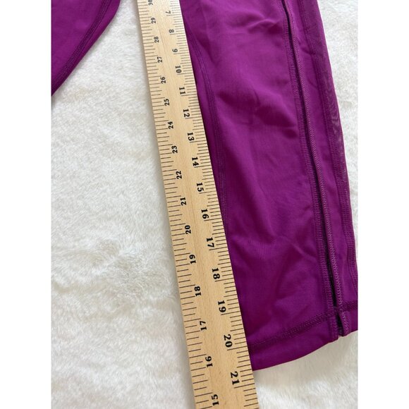 Lululemon Leggings Womens Size 6 Fuchsia Cropped High Rise Mesh Panels On Sides - Picture 4 of 12
